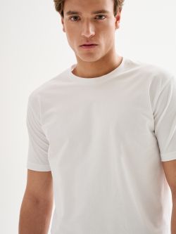 Men’s White Crewneck Pique T-shirt QB24 in_i5