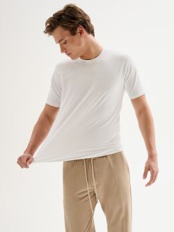 Men’s White Crewneck Pique T-shirt QB24 sp_e1
