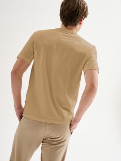 Men’s Beige Crewneck Pique T-shirt QB24 in_i4