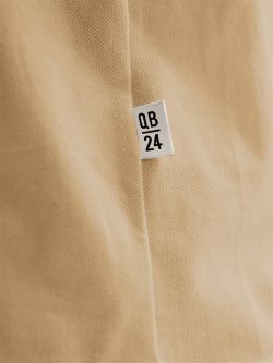 Men’s Beige Crewneck Pique T-shirt QB24 in_i6