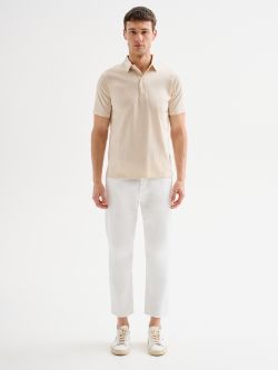Men's Beige Polo Shirt in Cotton and Modal QB24 det_1