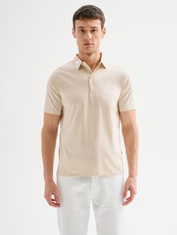 Men's Beige Polo Shirt in Cotton and Modal QB24 det_3