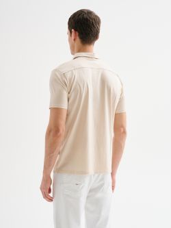 Men's Beige Polo Shirt in Cotton and Modal QB24 in_i4