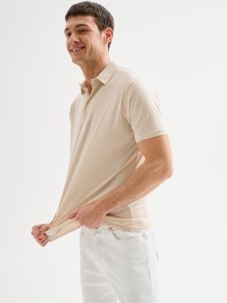 Men's Beige Polo Shirt in Cotton and Modal QB24 sp_e1