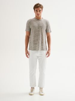Men’s Crewneck T-shirt with Micro Stripes QB24 det_1