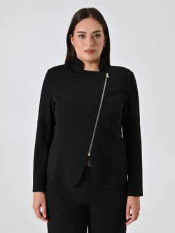 Curvy-Jacke mit Reißverschluss in Schwarz det_2
