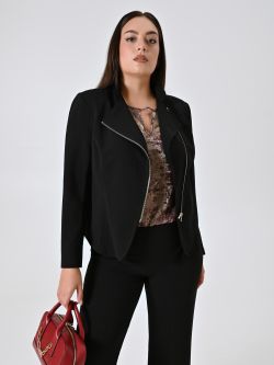 Curvy-Jacke mit Reißverschluss in Schwarz sp_e1
