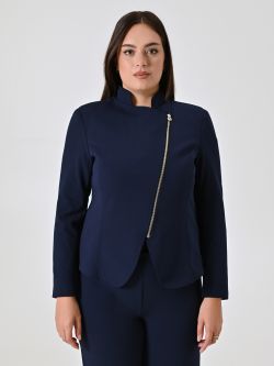 Curvy-Jacke mit Reißverschluss in Blau det_2