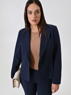 Curvy-Jacke mit einem Knopf in Blau sp_e1