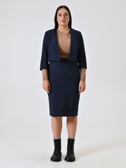 Kurze Curvy-Jacke in Blau det_1