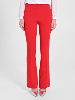 Red Flared Trousers in Technical Fabric det_2