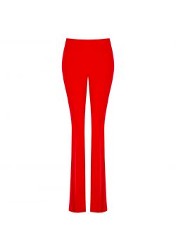Red Flared Trousers in Technical Fabric det_4