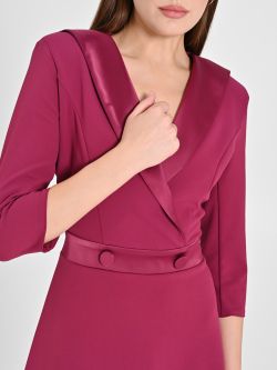 Burgundy Dress with Full Skirt in_i5