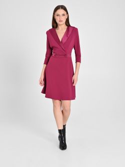 Burgundy Dress with Full Skirt in_i7