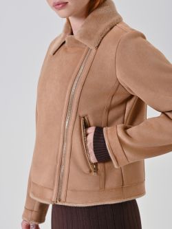 Giacca effetto Montone Beige in_i5