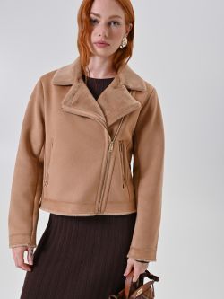 Giacca effetto Montone Beige sp_e1