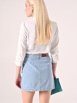 Jupe courte forme « de ligne A » en denim clair det_3