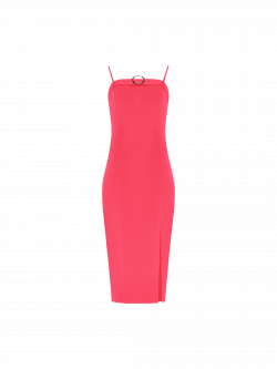 Tubino Midi Fuxia con dettaglio Gioiello det_4