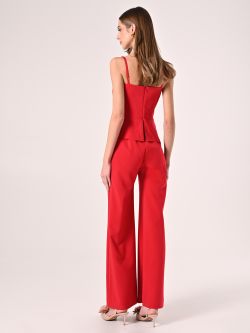 Red Jumpsuit with Bustier Neckline det_3