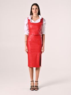 Haut en simili-cuir rouge det_1