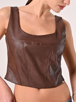 Haut en simili-cuir marron in_i5
