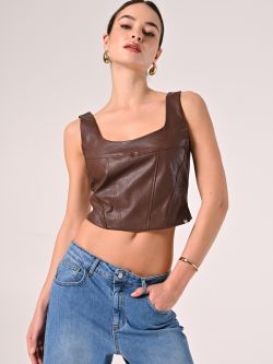 Haut en simili-cuir marron in_i7