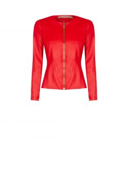 Red Faux-Leather Jacket det_4