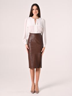 Brown Faux Leather Jacket det_1