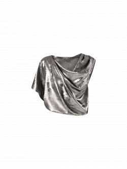 Einseitig schulterfreie Bluse aus laminiertem Cady det_4