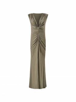 Abito Lungo Verde Militare con Glitter det_4