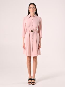 Pink Shirt-Dress in Cady with Ruched Belt det_1
