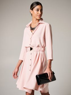 Pink Shirt-Dress in Cady with Ruched Belt sp_e1
