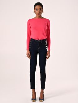 Blue Skinny Jeans with Buttons det_1