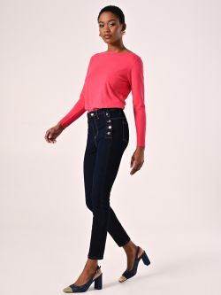 Blue Skinny Jeans with Buttons in_i7