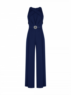 Tuta Blu Navy con Scollo all'Americana det_4