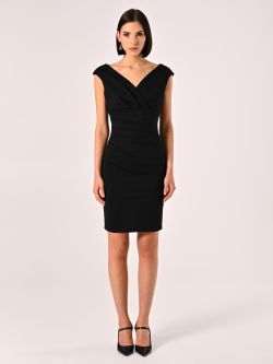 Black Sheath Dress with Crossover Neckline det_1