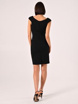 Black Sheath Dress with Crossover Neckline det_3