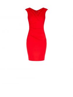 Red Sheath Dress with Crossover Neckline det_4