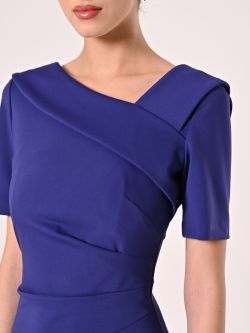 Blueberry Sheath Dress with Downturned Collar in_i5