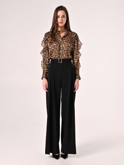 Pantaloni Neri con Cintura Fibbia Gold det_1