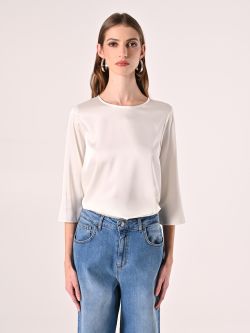 Bluse aus Satin in Weiß det_2