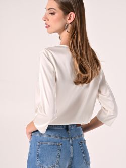 Bluse aus Satin in Weiß det_3