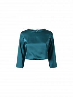 Bluse aus Satin in Grün det_4