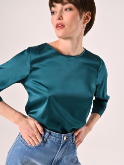 Bluse aus Satin in Grün in_i7