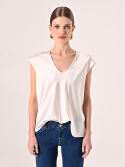 Bluse aus Satin in Weiß det_2
