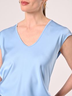 Bluse aus Satin in Hellblau in_i5