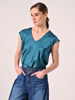Bluse aus Satin in Grün in_i7