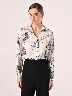 Bluse mit Blumenmuster in Schwarz & Weiß det_2
