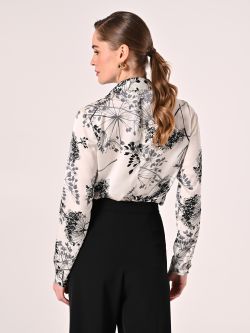 Bluse mit Blumenmuster in Schwarz & Weiß det_3