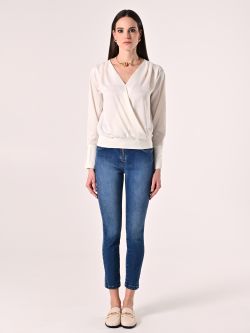 Bluse mit langen Ärmeln in Weiß det_1